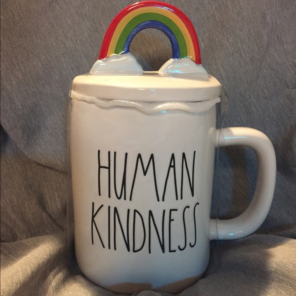 Rae Dunn HUMAN KINDNESS Mug w/Topper